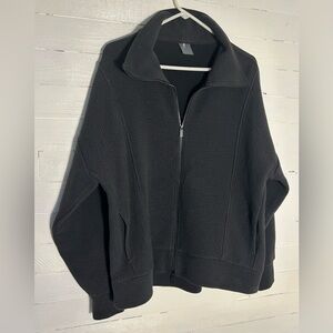 Calia black ribbed zip up jacket, black, oversized, women’s size large. EUC